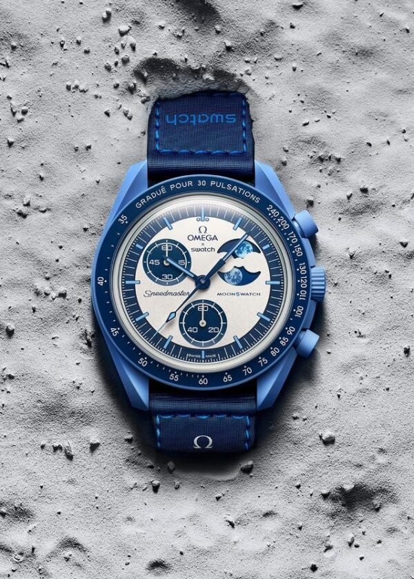Swatch X Omega Bioceramic Moonswatch Mission To Moon Blue With Kit