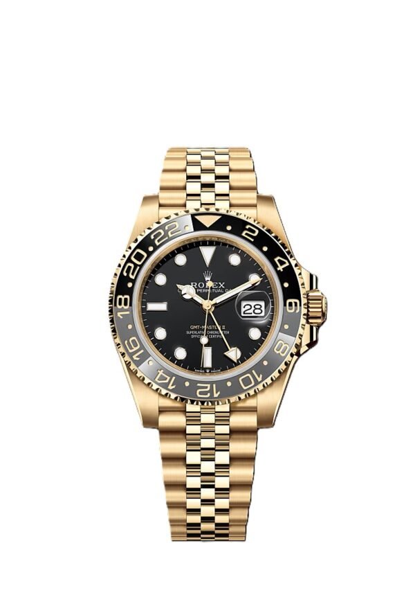 GMT-Master II yellow gold Jubilee bracelet and Black dial.