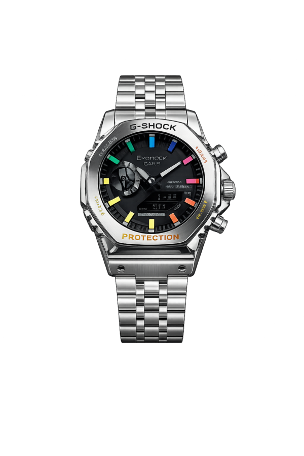 Casio G-Shock Black Dial Analog Digital Watch with Multicolor Hour Markers