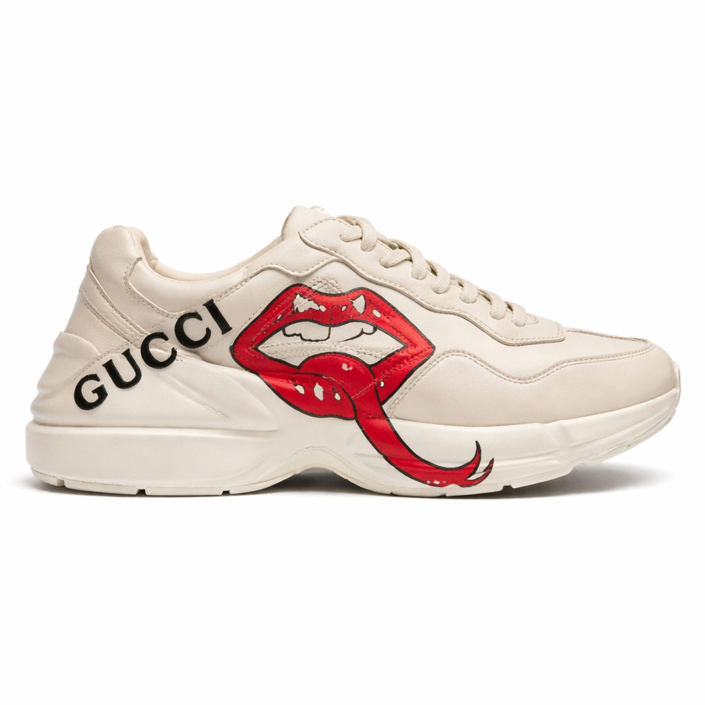 Gucci Rhyton Leather Sneakers with Lip Print TOP BATCH UA