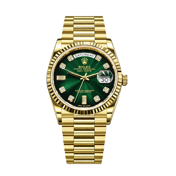 Rolex Oyster Perpetual Day-Date Black Dial Roman Numeral Watch